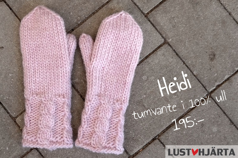 HEIDI - stickad tumvante - 100% ull - 195 kr